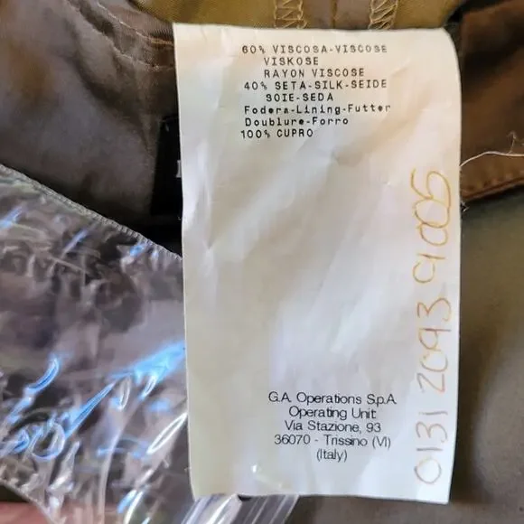 Emporio Armani Women’s Silk Blend Pleated Wide Leg Pants 46 (US 12) Brown Italy - Picture 9 of 11